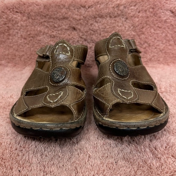 Josef Seibel Leather Slide Heeled Sandals Women’s Size 7.5 (EU 38) - Picture 4 of 11